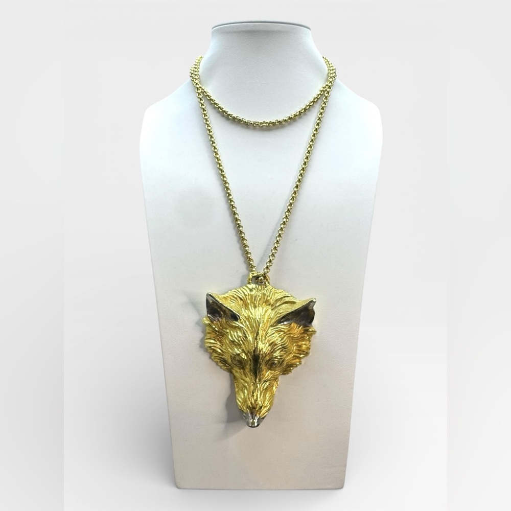 HARRY ROSENFELD Rare Vintage Figural WOLF Head Pendant Necklace - Picture 3 of 12